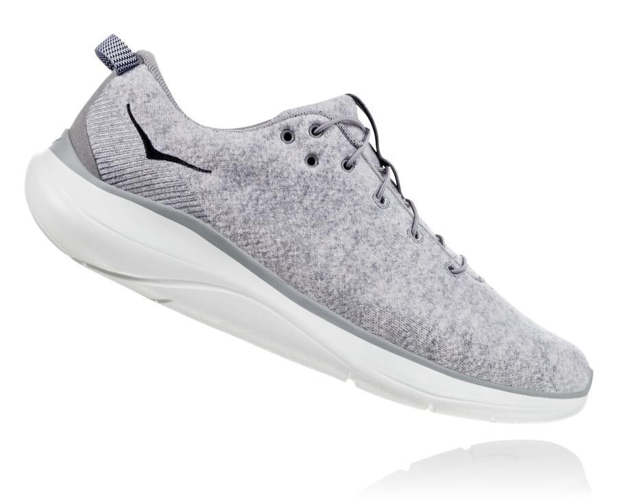 Running Shoes Mens - Hoka One One Hupana Flow Wool - Grey - EWTIQVG-52